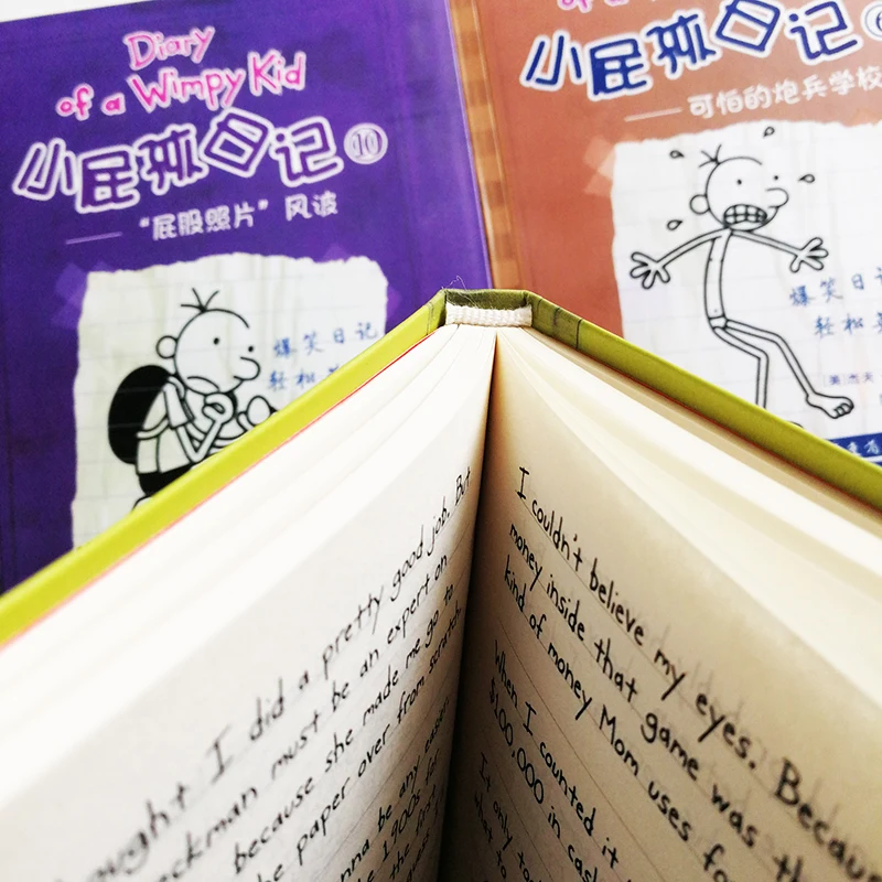 10 двуязычных книг дневника Wimpy ребенка упрощенный китайский и английский комиксы