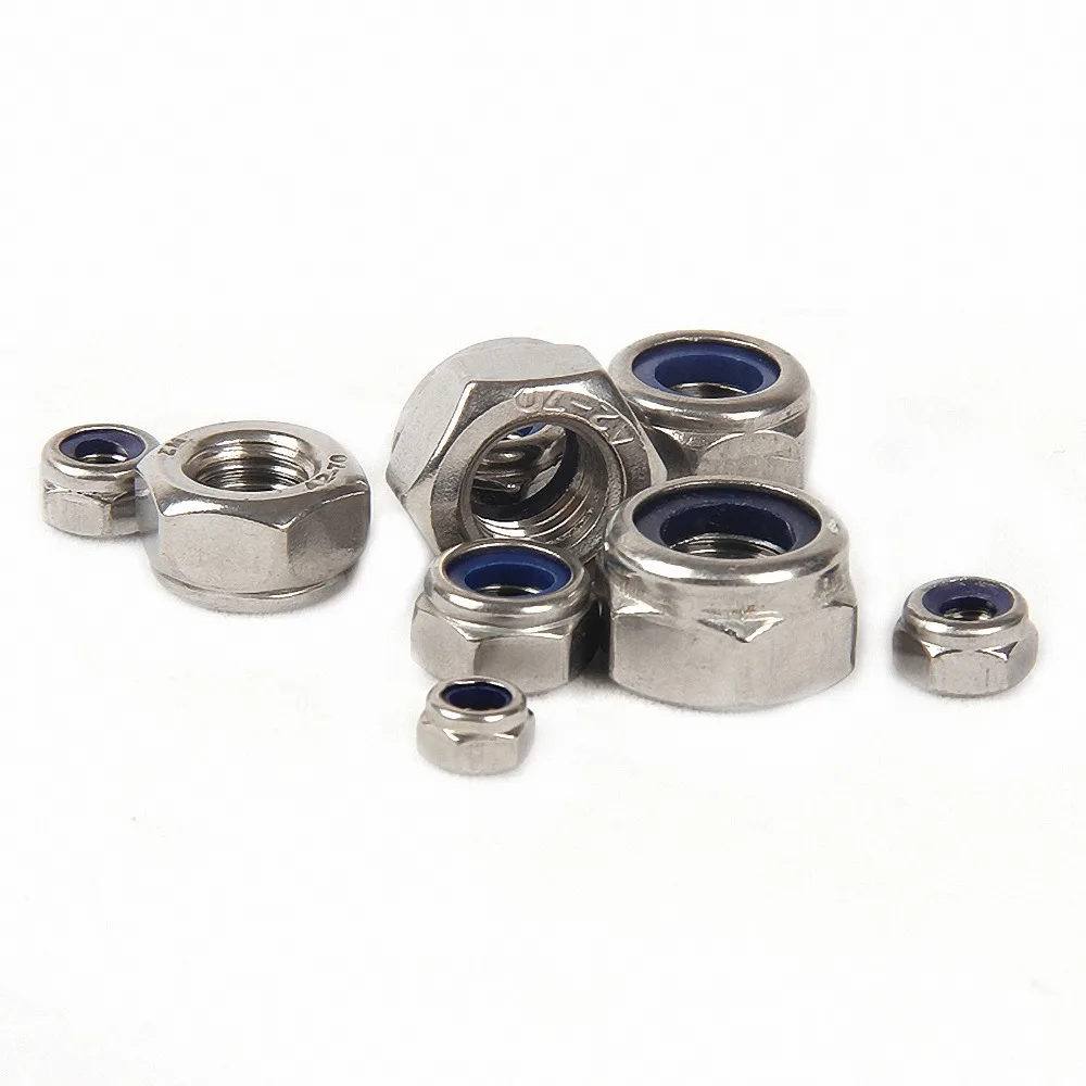 M3 M4 M5 M6 M8 M10 M12 A4 MARINE INOX Nyloc NYLON Inserto esagonale dadi di bloccaggio