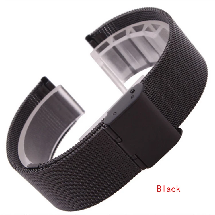 

Thiner Black Stainless steel Watchband straps Metal Bracelet  20mm 22mm 24mm High Quality watches band for mens hour shark mesh