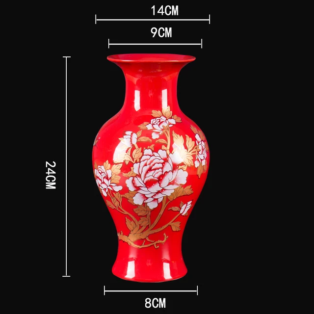 Antique Chinese Red Porcelain Flower Vase For Wedding Decoration Pot Jingdezhen Ceramic Decor Vases Christmas Gift 3
