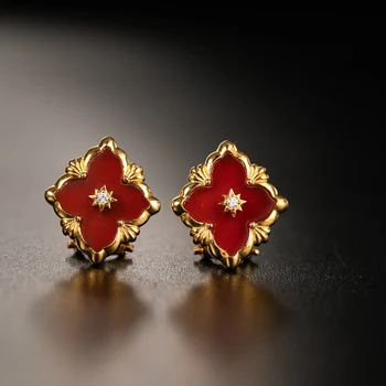 

925 Silver Zircon Ear Stud Jewelery Women European Court style vintage style