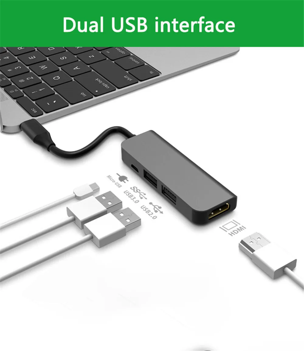 Rovtop USB-C концентратор type C концентратор USB 3,0 HDMI Thunderbolt 3 адаптер для MacBook Pro samsung Galaxy huawei mate 20 Pro/P30 type C