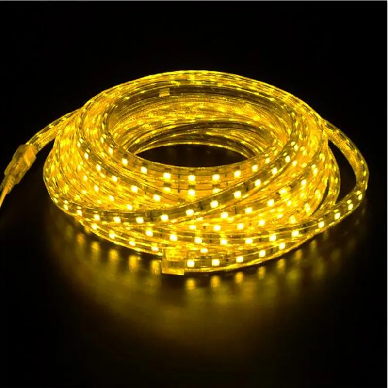  LED Strip 5050 Waterproof 220V IP66 High Voltage 230V LED Flexible Strip Power Plug 60leds/m Garden holiday party 