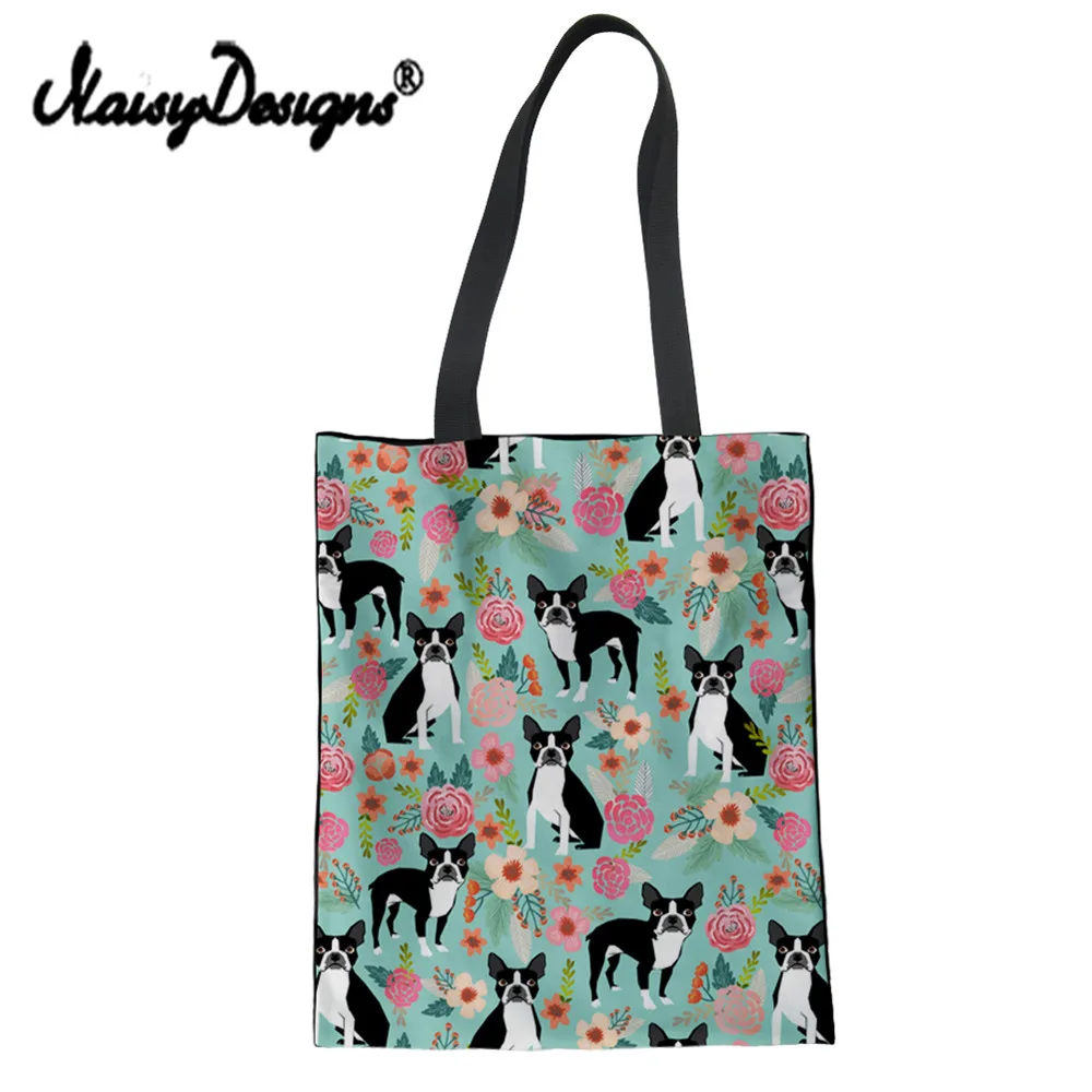 

NoisyDesigns Shopping Bag for Girl Boxer Dog Canvas Women Handbag Eco Supermarket Bag Portable Shoulder Shopper Cotton Tote Bag