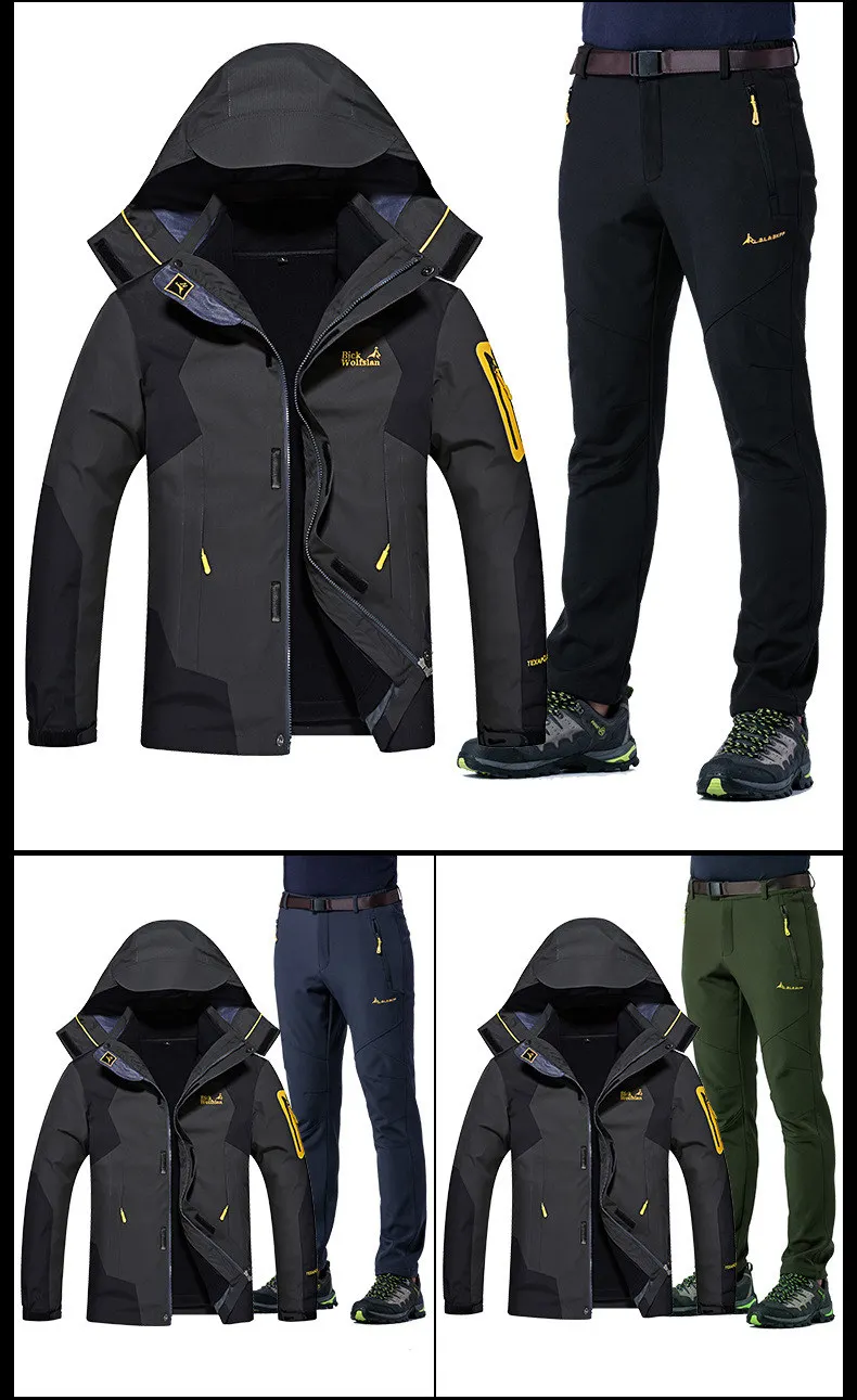 Jaquetas ao ar Livre de Acampamento Cabolsas + Calça Unco Boror High End Casais Caminhadas Jaqueta Cabolsa Escalada Três-in-one Terno M-8xl 2021new & 18 Jaqueta Casaco Escalada Três-in-one Casacos + calça Terno M-8XL