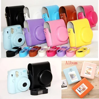 

For Fujifilm Instax Mini 8 Camera Mini 8+ Plus 9 PU Leather Bag Case with Shoulder Strap Hard Protective Cover photo Album