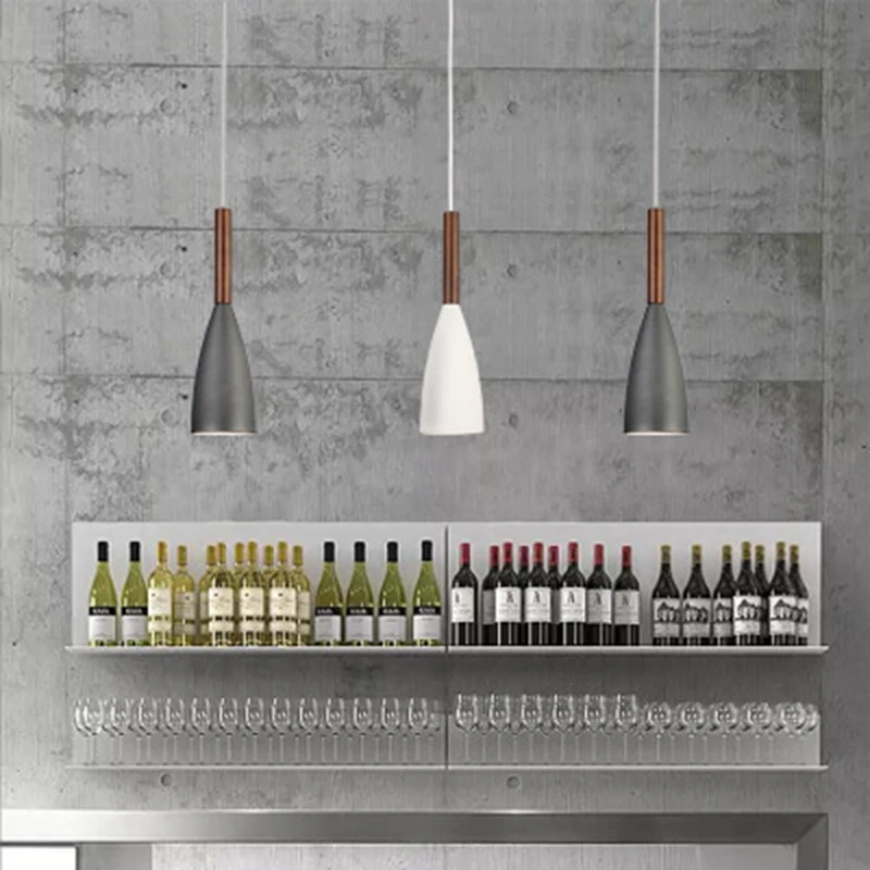 LukLoy Nordic Fashion Metal LED Pendant Light Dining Office Study LED Pendant Lamp Creative Wood Hanging Drop Lighting Bar Hotel (3)