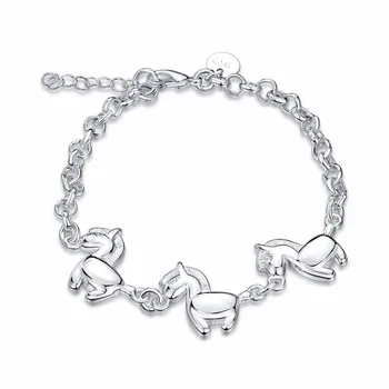 

2017 new accessories three running horse child bracelet standard silver lobster buckle cute cartoon bracelet