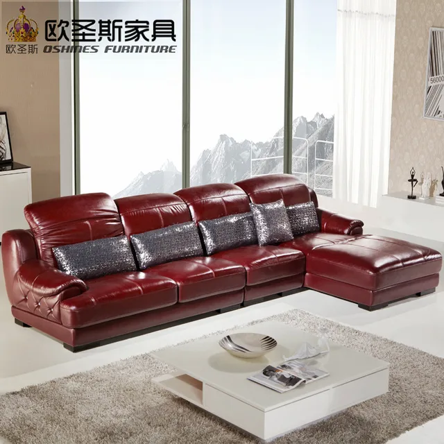 L Shape Sectional Modern Design Baroque Red Purple Leather Sofa Set L Shape Sectional Modern Design Baroque Red Purple Leather Sofa Set With Ajule Headrest Ocs 631