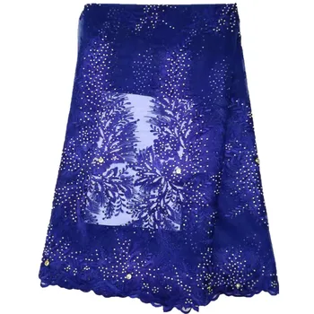 

New Design African Lace Fabrics,2018 High Quality Guipure lace fabric Blue tulle Lace for Nigerian Wedding Dress Fabric HJ1506-1