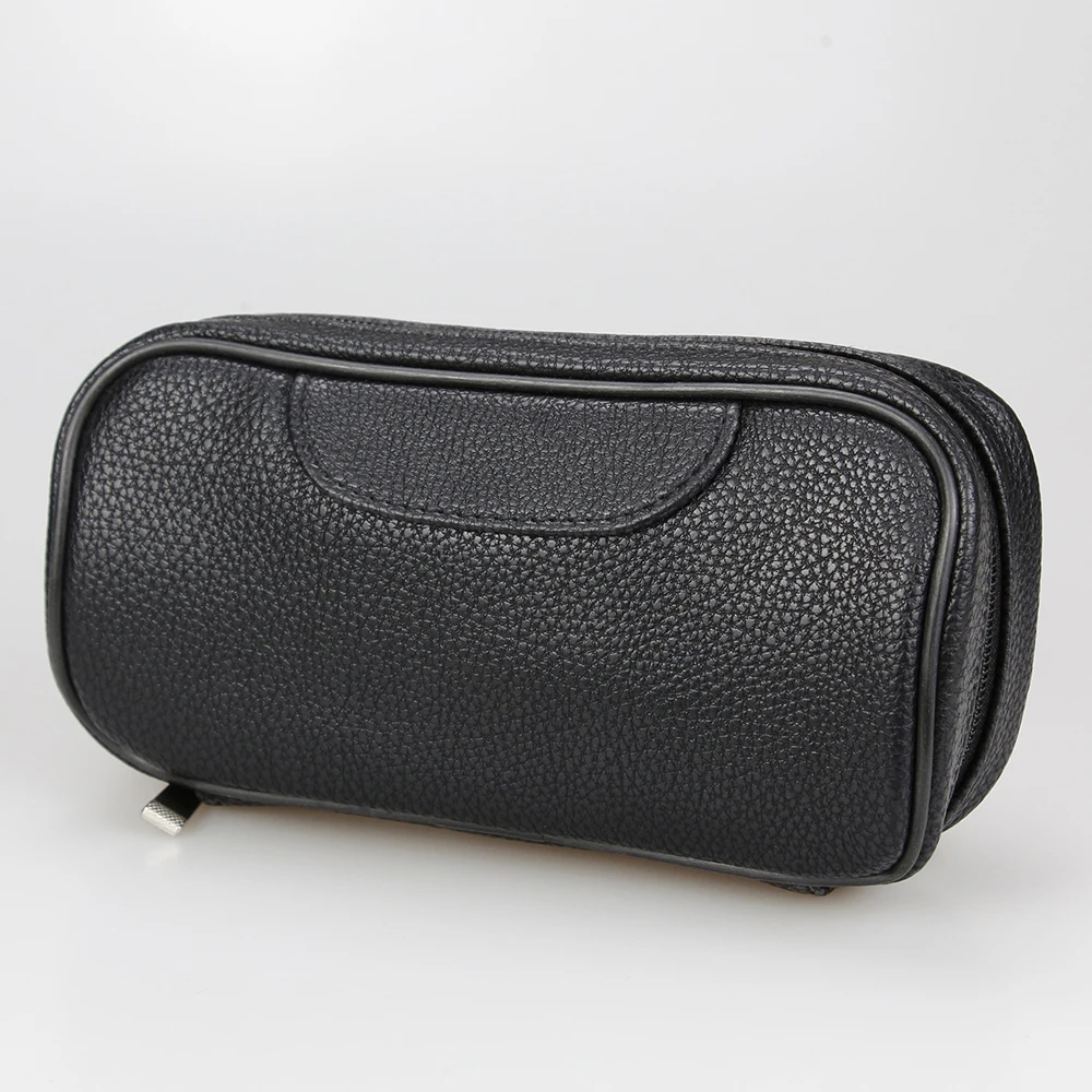 New Smoking Pipe Bag Litchi Pattern Black Leather Smoking Pouch Classic