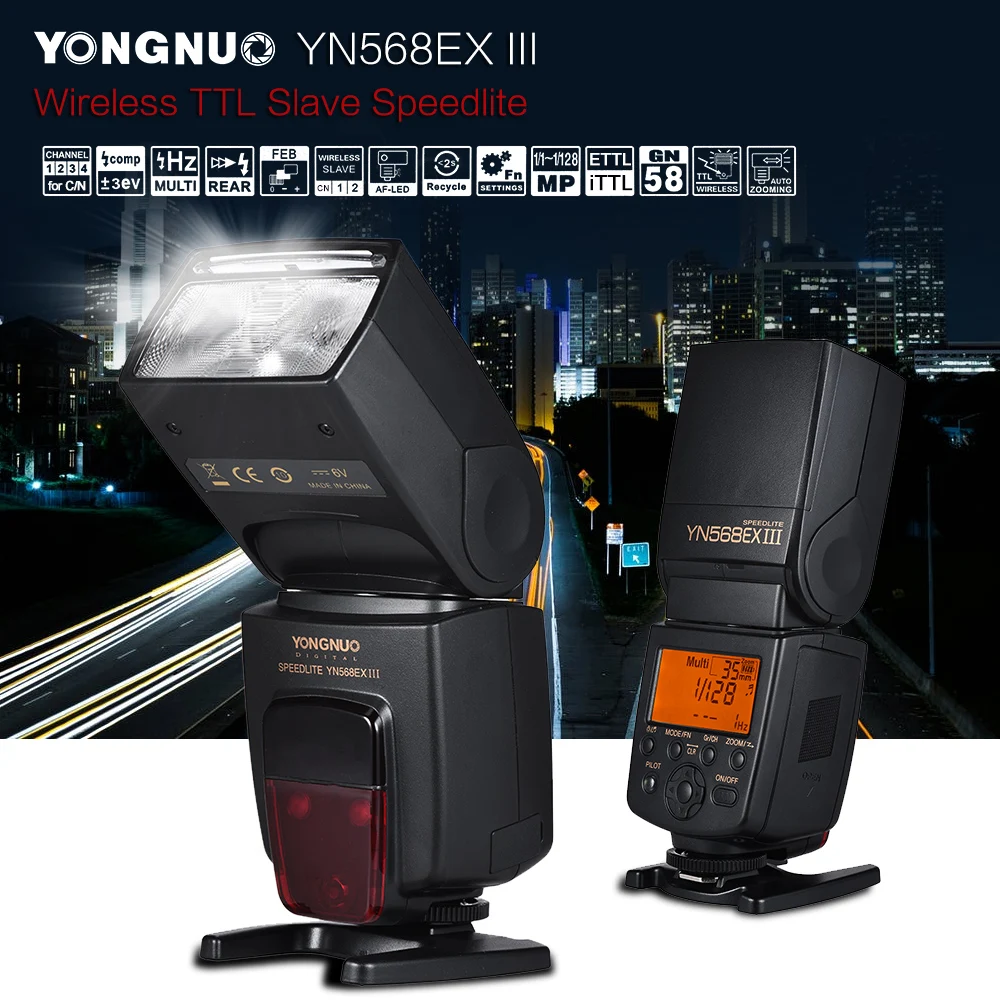 YONGNUO YN568EX III Беспроводная ttl Slave Вспышка Speedlite для Nikon DSLR камера Вспышка Speedlite GN58 1/8000s HSS обновление прошивки