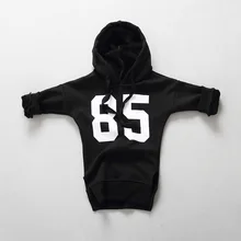 2017 Winter Korean Baby Girls Dress Kids Long-Sleeve Hooded Hoodies&Sweatershirt Fleece Long-Coat Casual Solid Black Tops