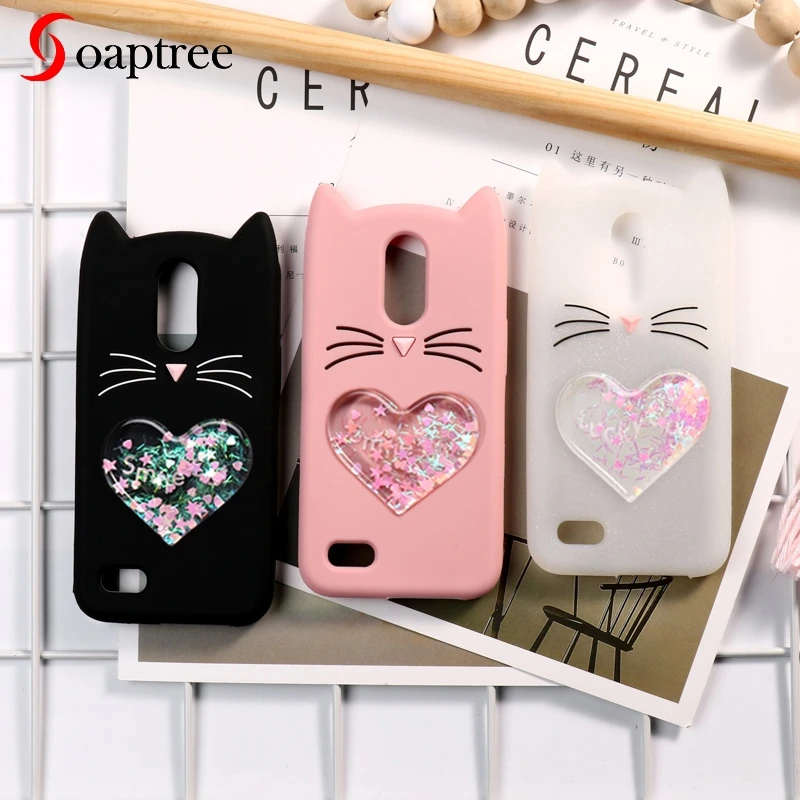 

3D Cartoon Cat Case For LG G7 Stylus 3 K4 K8 K10 2017 Cases Love Heart Glitter Star Liquid Quicksand Covers for Moto E5 Plus G6