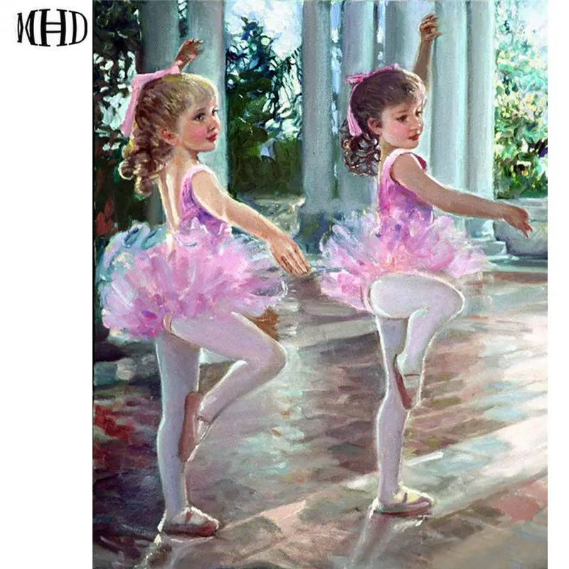 

Full 3D Round DIY Diamond Painting Two Girls Dancing Pattern Crystal Mosaic 5D Diamond Embroidery Diamond Cross Stitch Girls