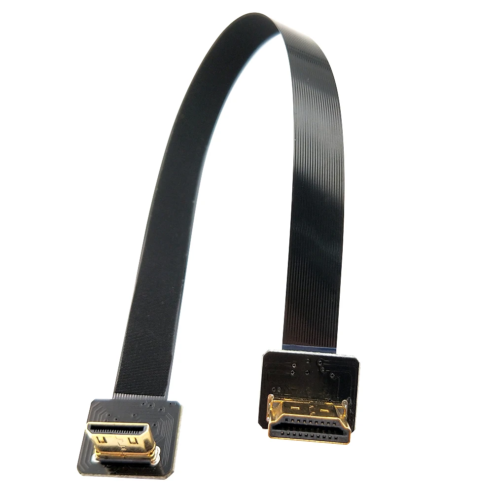DANSPEED 20 سنتيمتر M/M HDMI نوع a إلى ميني Hdmi الذكور إلى الذكور يصل بزاوية HDTV FPV شقة كابل للهاتف كاميرا التلفزيون ربط