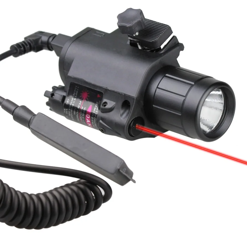2 IN 1 Tactical Flashlight & Red Laser Sight Compact Combo Weaver