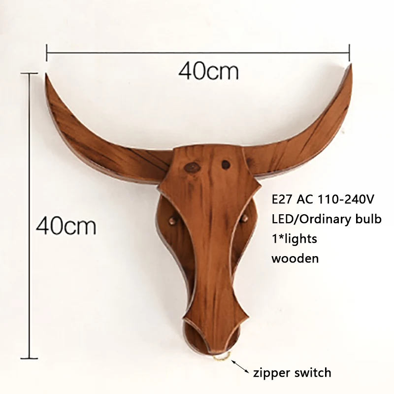 Лофт Промышленные Настенные светильники из натурального дерева в стиле коровы E27