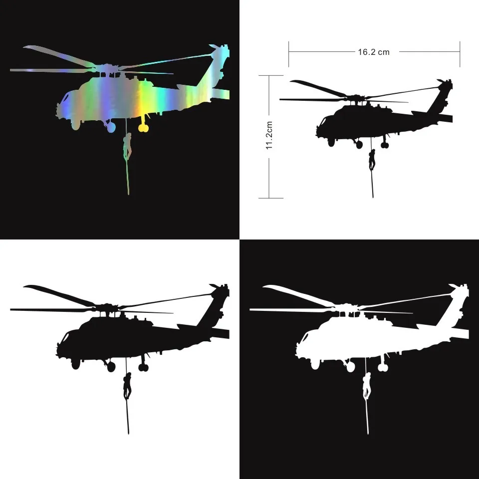 Cunymagos Helicopter Air Force Military Vinyl Car Sticker Decor Car Styling Fashion Car Sticker LaserBlackSilver 16.2cm11 (2)