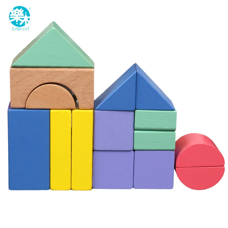 

Baby Toy Wooden Block 15pcs Wooden chopping Block with Card Colorful intelligence Educational Toy for Children Gift for above 1