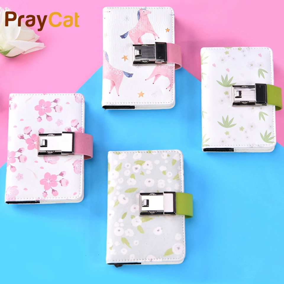A6 A5 Diary Password Lock Notebook Kawaii Leather Simple Cute For