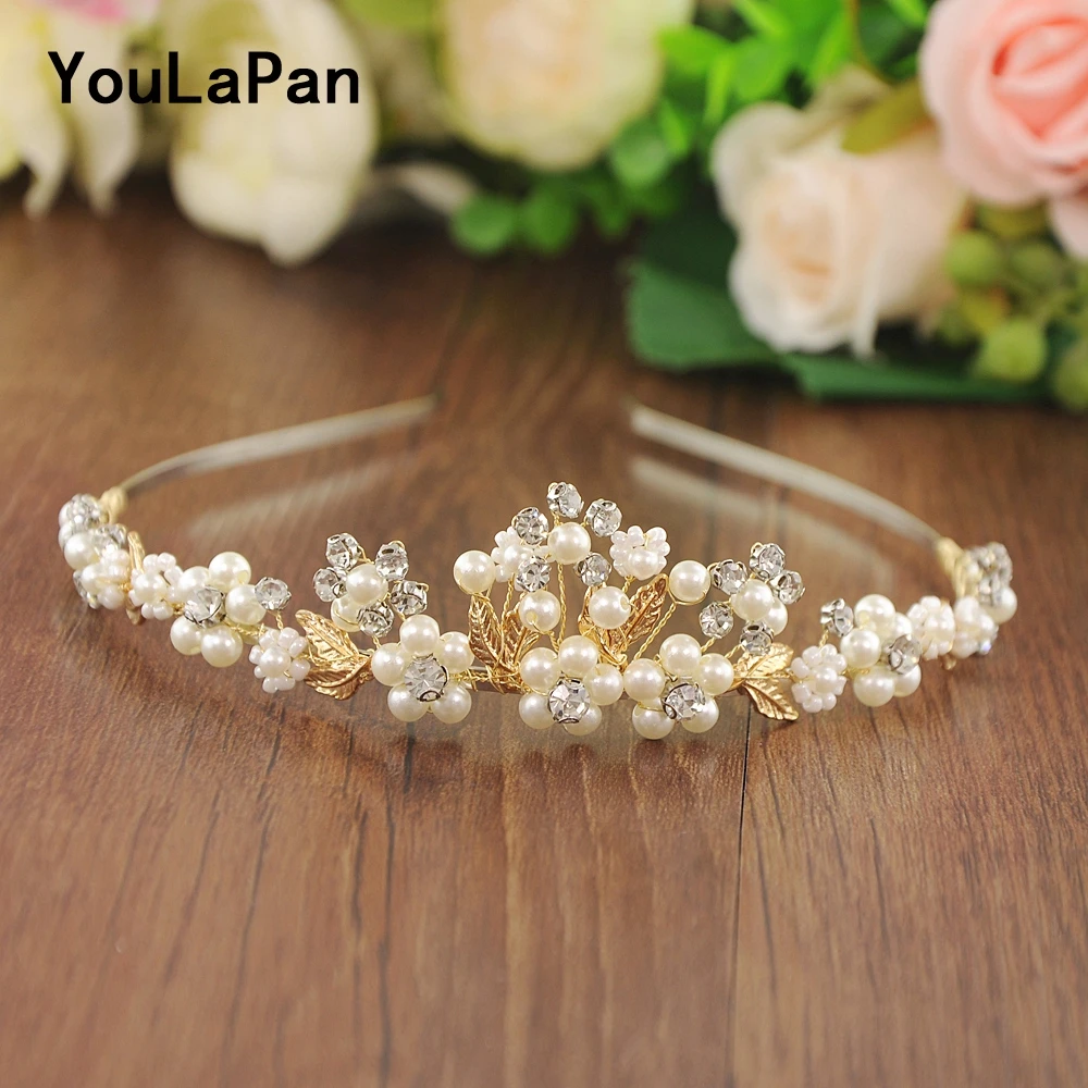 

YouLaPan HP150 Bridal Tiara Wedding Hair Crown Beadings Bridal Wedding Hair Accessories Wedding Hair Jewelry Bride Crown