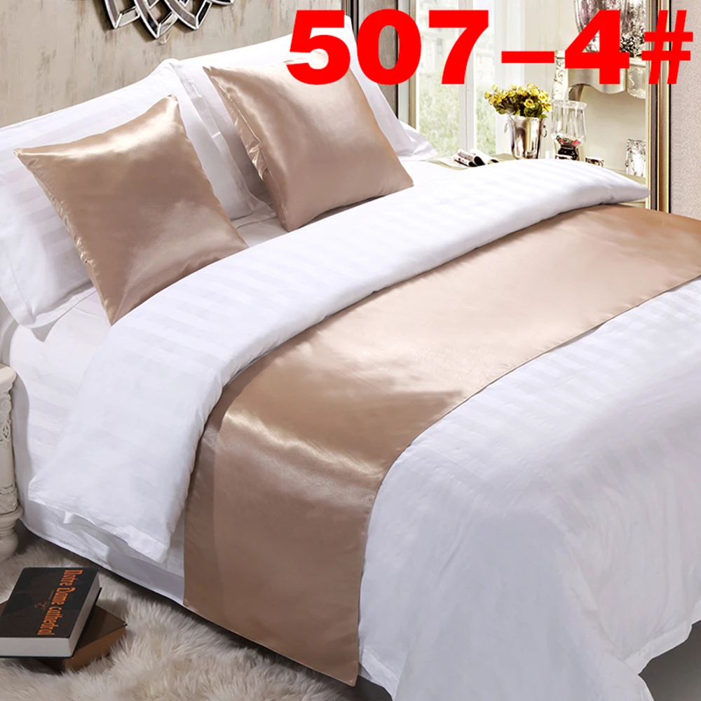 RAYUAN Silk and Satin Bedspreads Silk Fabrics Bed Runner Bedding Single Queen King Bed Cover Towel Home Hotel Decorations