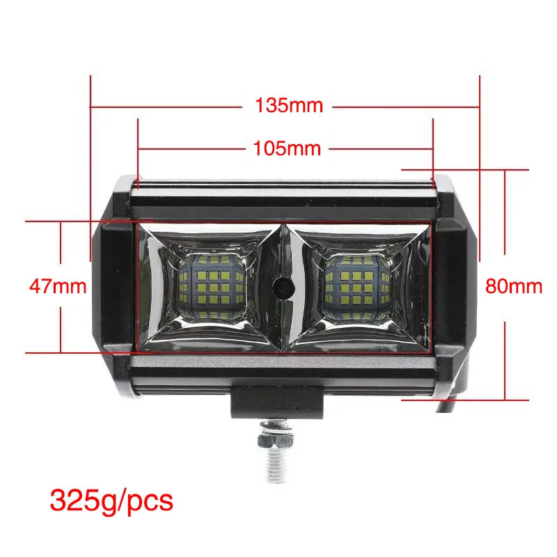 72W LED Work Light 12V Light Bar LED Lamp Auto Fog Lamps for Tractor Boat OffRoad Car Truck SUV ATV Motorcycle With Wiring (2)