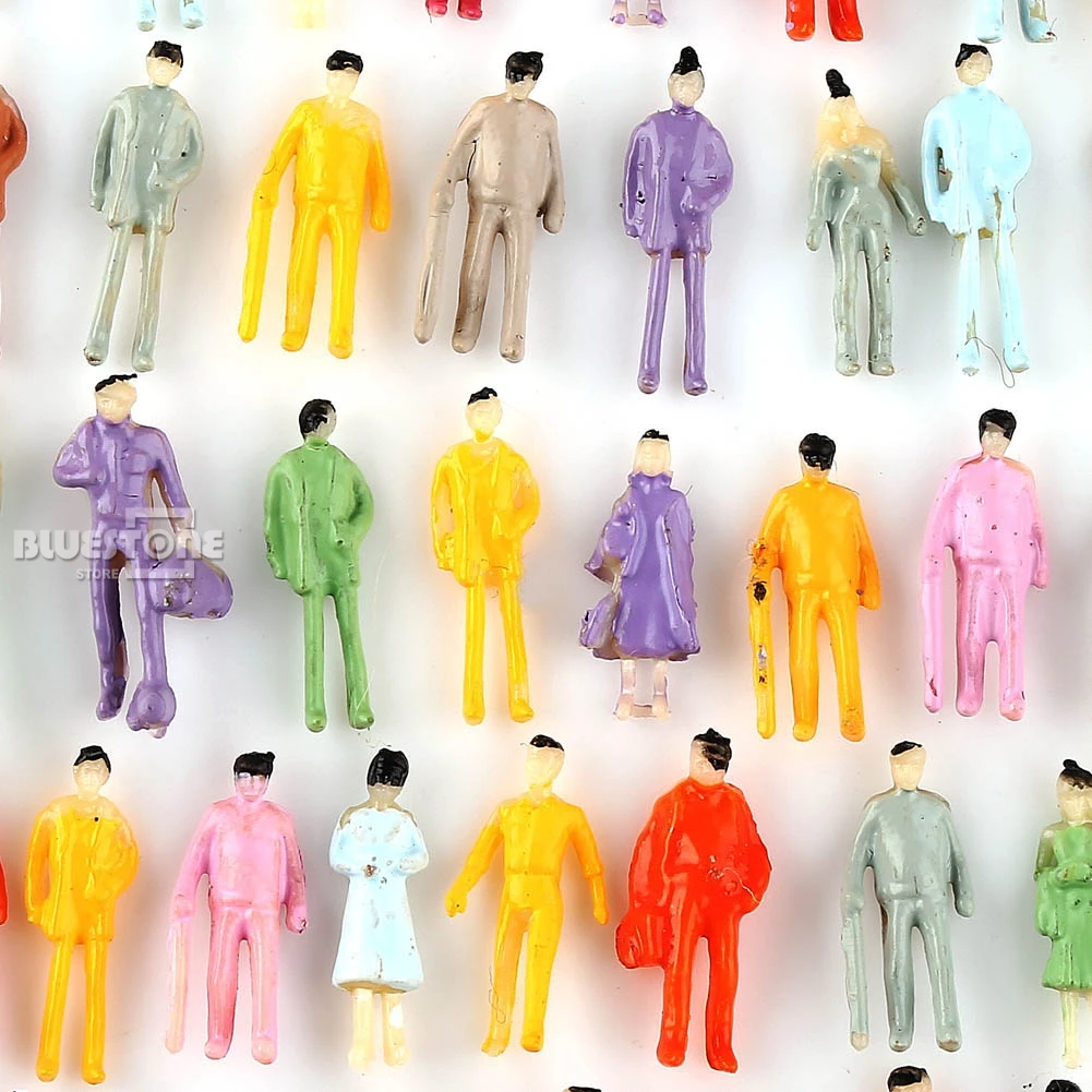 

1 Set of 100 Painted People Figures Model Z Scale Train 1:200