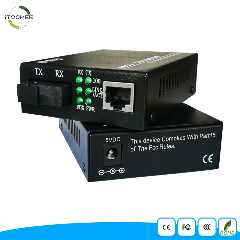 

Cheaper 10/100M Fast Ethernet media converter 3KM optical fiber transceiver SC 1 pair Single mode single Fiber IPC camera