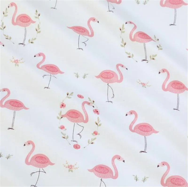 Syunss Розовый фламинго волны печатных хлопок Ткань DIY ткани лоскутное Telas Швейные Детские игрушки постельные принадлежности стеганый Tecido ткань