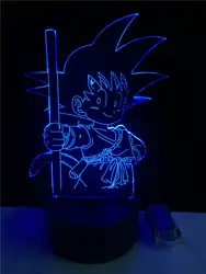 Dragon Ball Saiyan Сон Гоку 3D лампа мультфильм рисунок ночник светодиодный LED переключатель сенсорный RGB Иллюзия освещение игрушка Luminaria Lampara