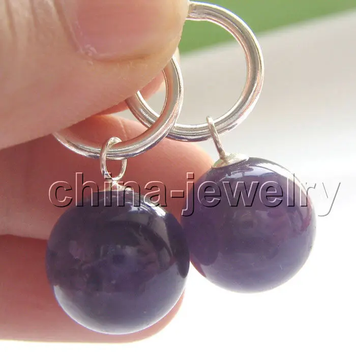 

Free Shipping >> Beautiful AAA 14mm natural perfect round amethyst earring