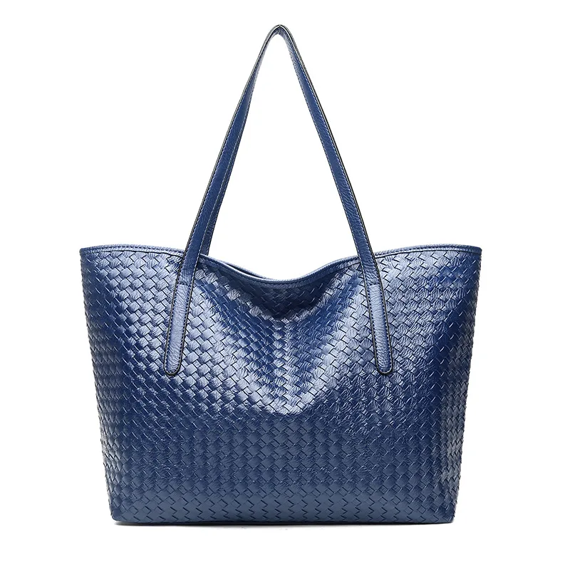 

BARHEE Brand PU Leather Women Handbag Large Capacity Simple Design Shoulder Bag Weaving European Fashion Commuting Totes Gold