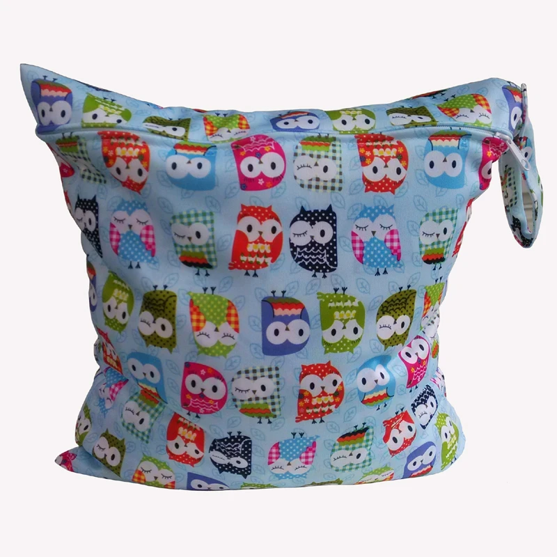 

Baby Diaper Bags Printed Double Zippered Wet/Dry Bag Waterproof Wet Cloth Diaper Backpack Reusable Diaper Cover