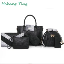 Las mujeres Bolsos de La Moda Gran Bolsa de Cocodrilo Bolso de Las Señoras Famosas Marcas de Asas Bolsas 1 Unidades 6 Unidades