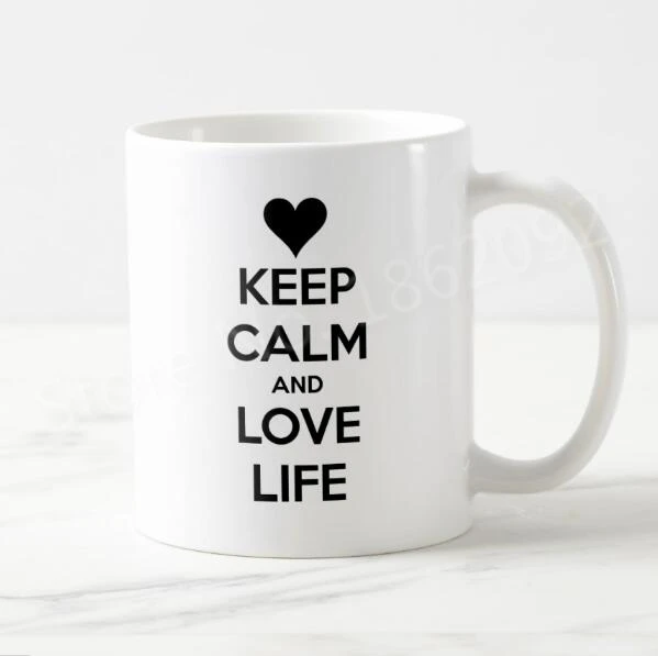 Modern Keep Calm And Love On Coffee Mug Tea Cup Novelty Love Heart