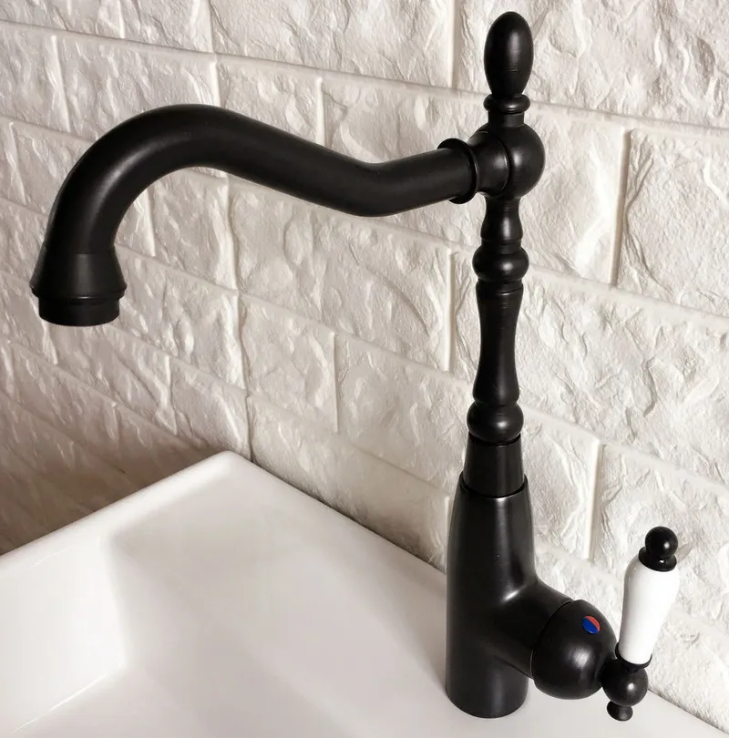 Swivel Spout Water Tap Oil Rubbed Black Bronze Single Handle Single Hole Kitchen Sink & Bathroom Faucet Basin Mixer Tap anf379