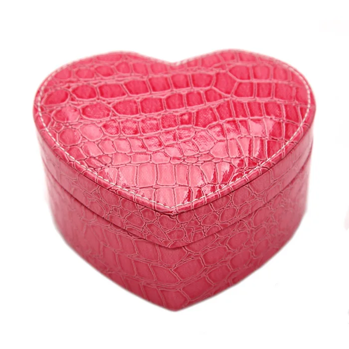 Juelee с узором «крокодиловая кожа», зеркальная шкатулка из искусственной кожи, органайзер, шкатулка для путешествий, шкатулка для хранения ювелирных изделий в форме сердца, подарочные коробки - Цвет: rose