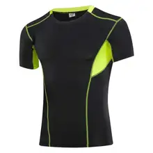 Мужской спортивный топ, футболки для фитнеса, спортивный бег Йога поезд Pro быстросохнущие компрессионные тренировочные муслсе Бодибилдинг футболка 1043