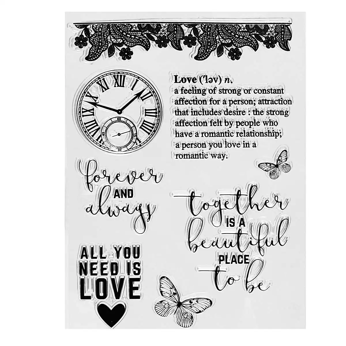 

Black Clocks Clear Rubber Stamp Transparent Sheet Set Embossing Craft DIY Scrapbooking Album Paper Card Decorative Craftwork