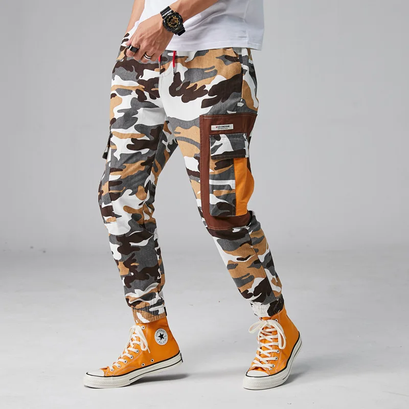 

2019 Men Hip Hip Streetwear Men's Camouflage Joggers Pants Cotton Cargo Pant Elastic Waist Harem Pant Men Taktik Pantolon Casual