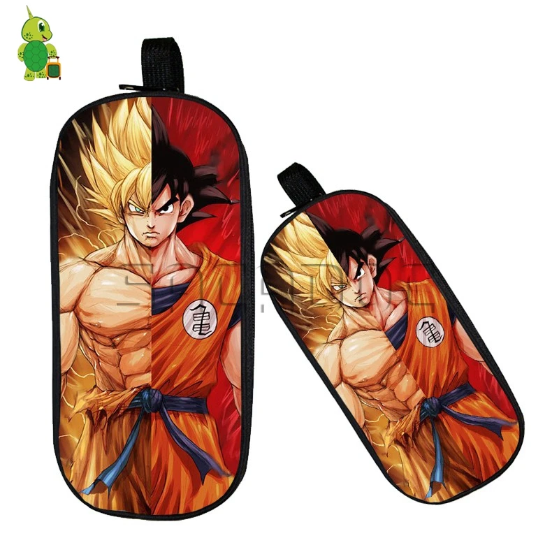 

Dragon Ball Z Super Saiyan Goku Split Pencil Case Boys Girls Double Layer Cosmetic Case Large Capacity School Storage Supplies