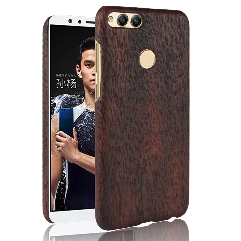 

SuliCase Leather Case for Huawei Honor 7x Wood Grain Hard Case Cover for Huawei Honor 7x Honor7X Mate SE Hard PC Frame Cover