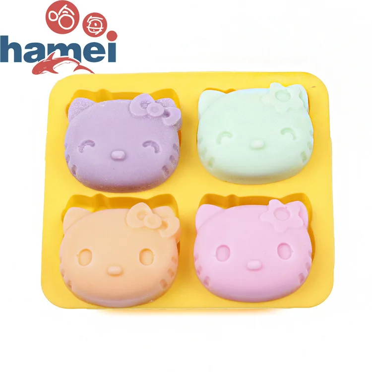 

free shipping Hello Kitty Silicone two cute Faces Ice Chocolate Cake Mould & Handmade Soap mould 2211