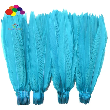 

50pcs 100% natural silver pheasant feather dyed lake blue 16-32inch/40-80cm for Diy carnival costume mask headdress crafts