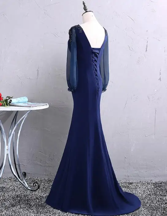 VENSANAC Vintage Beadings Mermaid O Neck Long Evening Dresses 2018 Party Lace Embroidery Sweep Train Prom Gowns VENSANAC Vintage Beadings Mermaid O Neck Long Evening Dresses 2018 Party Lace Embroidery Sweep Train Prom Gowns
