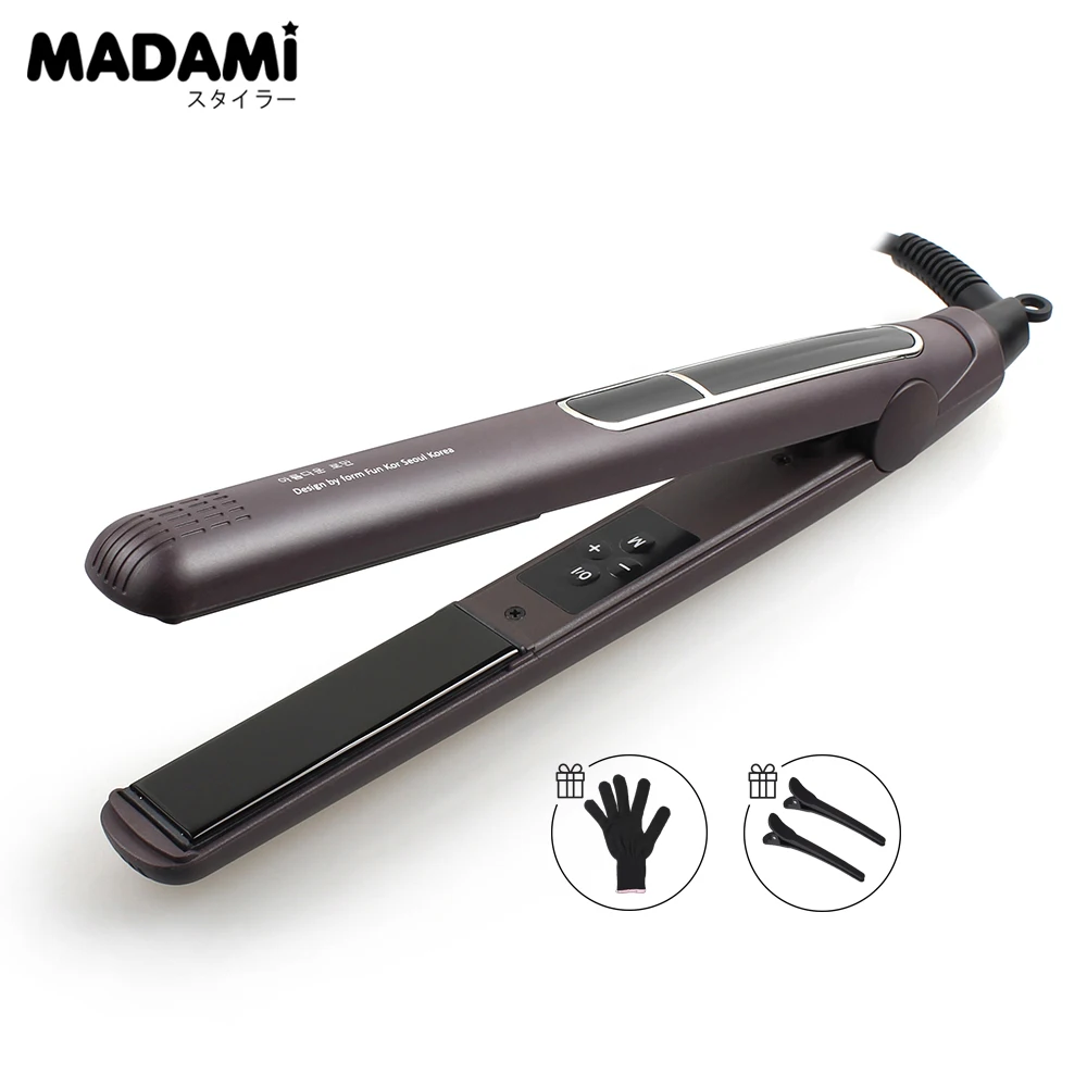 MADAMI Dual Voltage Wet Dry Hair Flat Iron Plancha Flacheisen MCH Titanium Ceramic Hair Straightener Keratin Treatment Flat Iron (1)