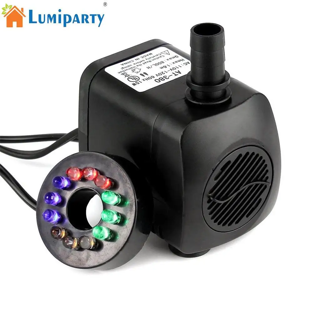 Mini Submersible Water Pump with 12 LED Light for Aquariums Fish Pond