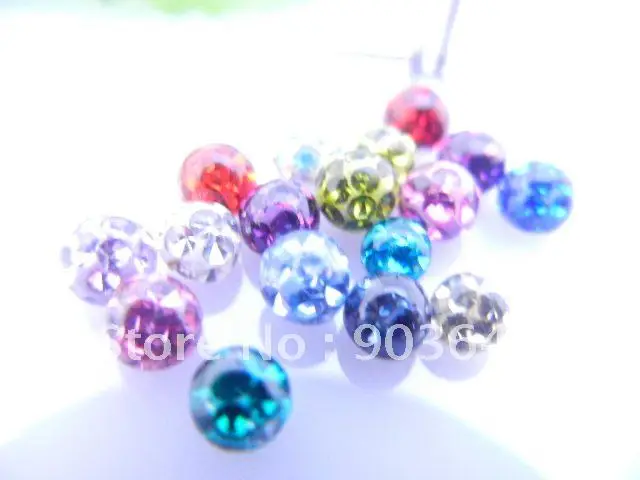

Free shippment 50pcs/lot Crystal Gems Ball Replacement for Body piercing jewelry Lip/Eyebrow/Ear Helix 1.2X4mm Smoothly Design